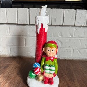 Festive Elf Candle Holder - Red and Green